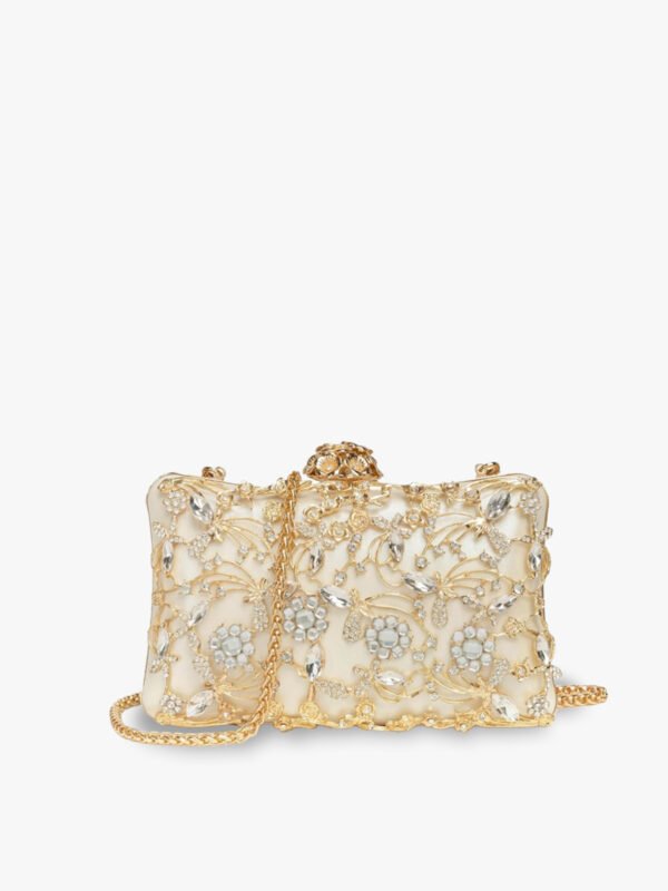Ornate Bloom Crystal Clutch