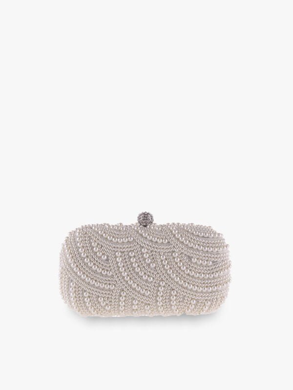 Wavy Pearl Beaded Bridal Clutch