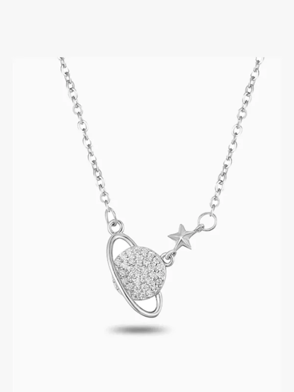 Silver Saturn Necklace